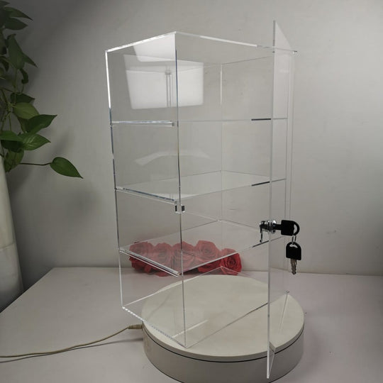 Evoretro 4-Tier Locking Acrylic Tiered Countertop Showcase Display Case