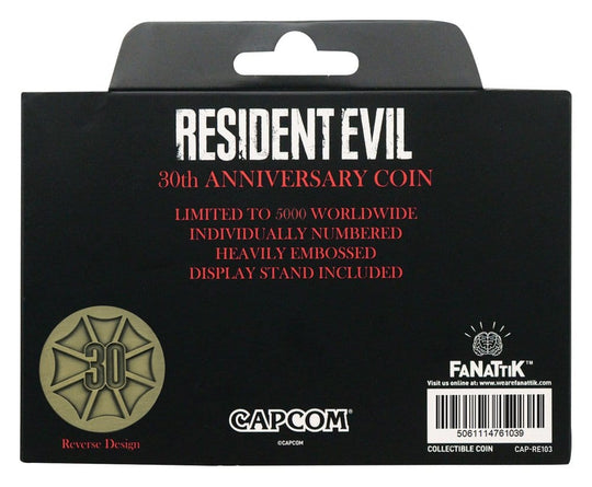 Resident Evil Collectable Coin 30th Anniversary Antique Brass