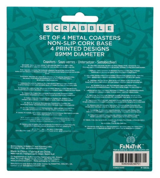 Scrabble Coaster 4-Pack Printed Metal