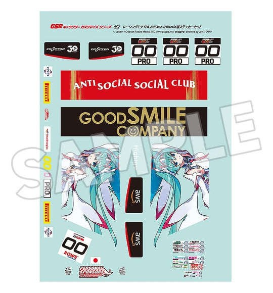 Hatsune Miku GSR Character Customization Series 052 Sticker Set for GSR Cars 1/10 Racing Miku SPA 2025 Ver.