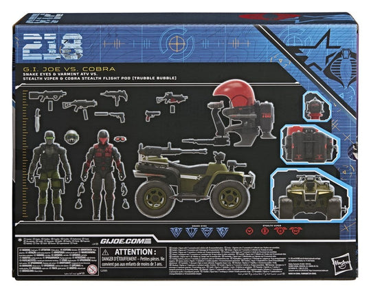 G.I. Joe Classified Series Action Figure & Vehicle Set Snake Eyes & Varmint ATV vs. Stealth Viper & Cobra Stealth Flight Pod (Trubble Bubble) 15 cm