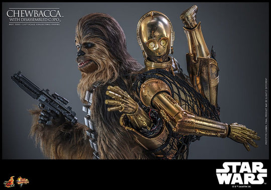 Star Wars Episode V Movie Masterpiece Action Figure 1/6 Chewbacca with Disassembled C-3PO 36 cm