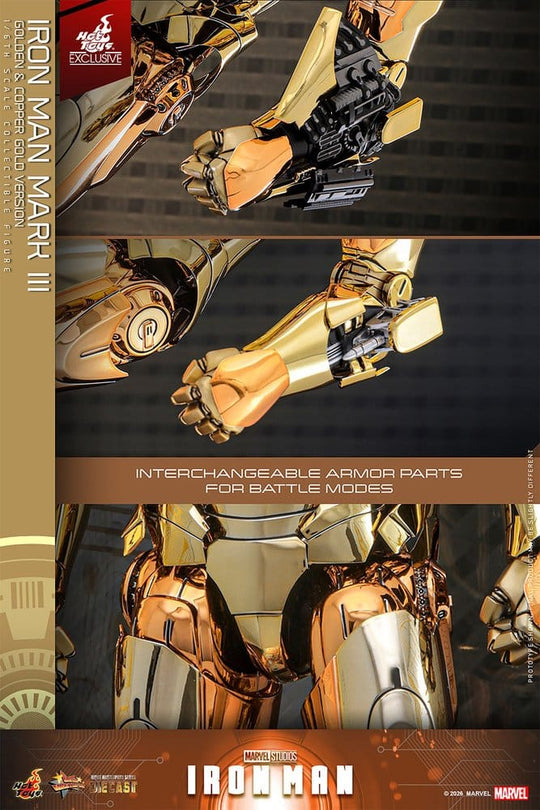 Iron Man Movie Masterpiece Diecast Action Figure 1/6 Iron Man Mark III (Golden & Copper Gold Version) Hot Toys Exclusive 33 cm