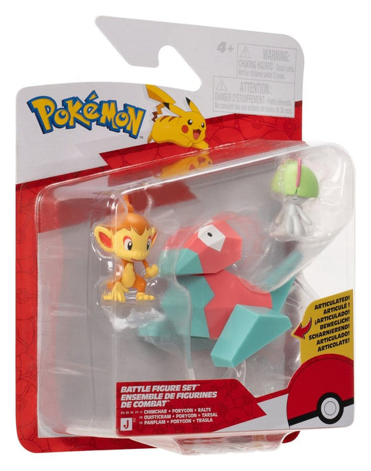 Pokémon Battle Figure Set Action Figures Chimchar, Ralts & Porygon (3-Pack)