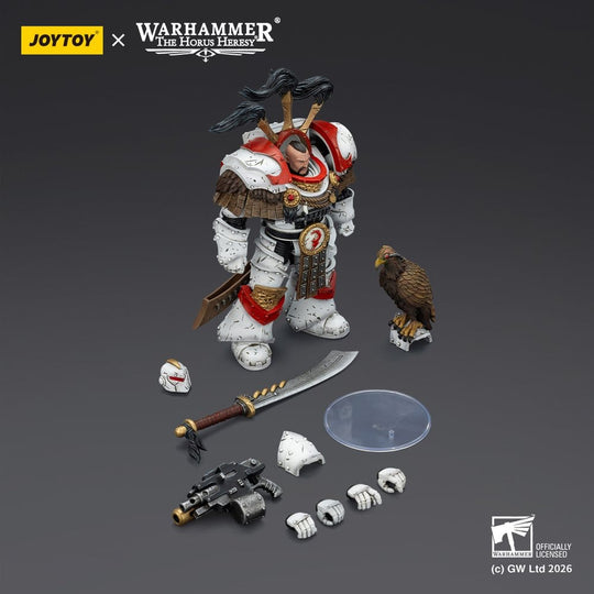 Warhammer 40,000 Action Figure White Scars Legion Praetor in Cataphractii Terminator Armour with Cyber Hawk Chogorian sword and combi-melta 14 cm