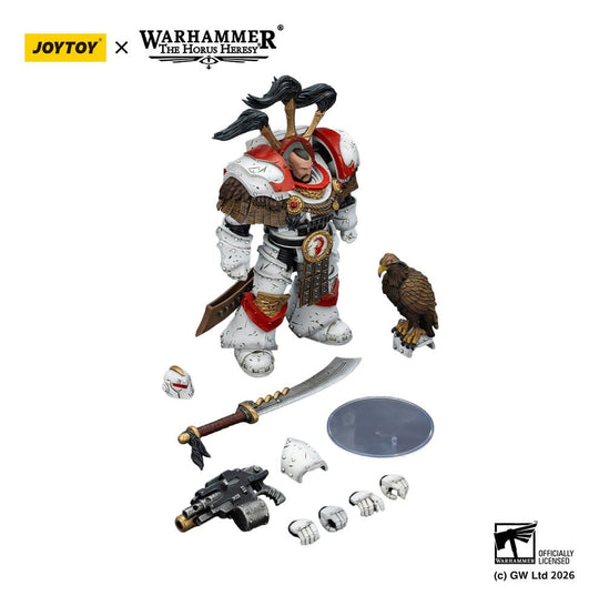 Warhammer 40,000 Action Figure White Scars Legion Praetor in Cataphractii Terminator Armour with Cyber Hawk Chogorian sword and combi-melta 14 cm