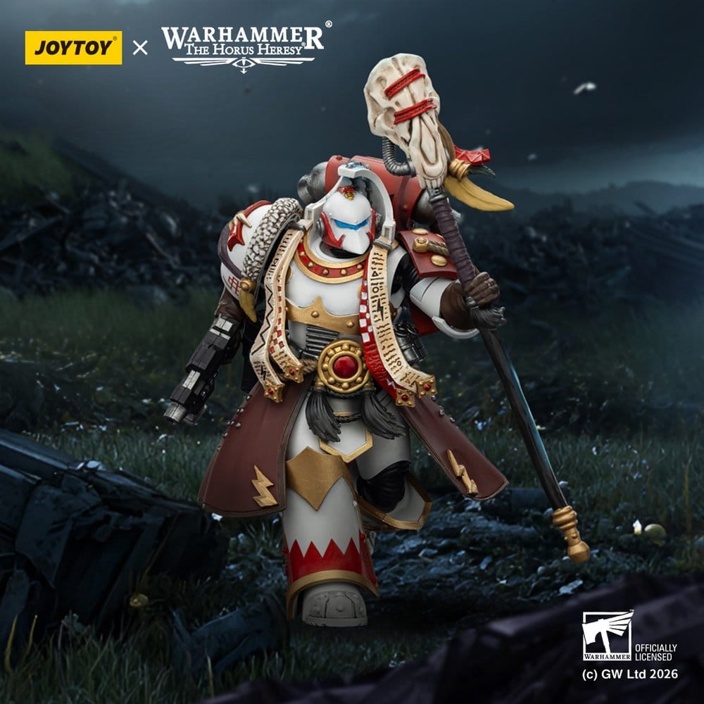 Warhammer 40,000 Action Figure White Scars Stormseer Consulwith Force Staff and Bolt Pistol 12 cm