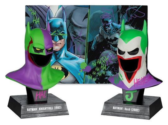 Batman DC Direct Mini Replica 1/3  2-pack Batman Cowls Hush & Knightfall (Jokerized) (Gold Label) 18 cm
