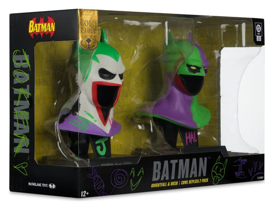 Batman DC Direct Mini Replica 1/3  2-pack Batman Cowls Hush & Knightfall (Jokerized) (Gold Label) 18 cm