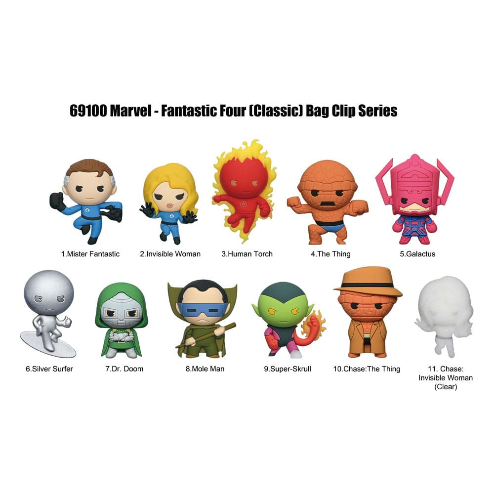 Marvel – Fantastic Four Classic 3D PVC Bag Clips Series 1 Blind Bag Display (24)