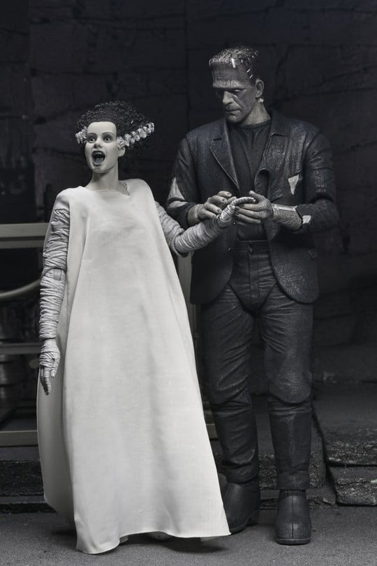 Universal Monsters 2-Pack Action Figure Bride of Frankenstein 90th Anniversary The Monster & His Mate (B&W) 18 cm