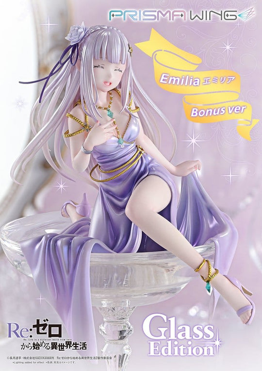 Re:Zero Prisma Wing Statue 1/7 Emilia Glass Edition Bonus Version 29 cm