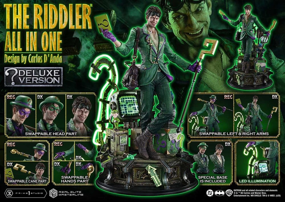 DC Comics Real Elite Masterline Series Statue 1/3 The Riddler All In One (Design by Carlos D'Anda) Deluxe Version 74 cm