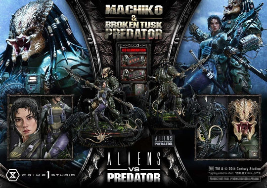 Aliens vs. Predator (Comic) Ultimate Premium Masterline Statue 1/4 Machiko & Broken Tusk Predator 79 cm