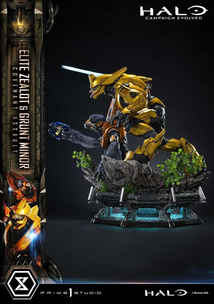 Halo: Campaign Evolved Ultimate Premium Masterline Series Statue 1/4 Elite Zealot & Grunt Minor: Covenant Assault 81 cm