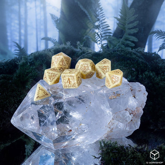 Elvish Jumbo Dice Set of 7 (Shimmering Beige & Copper)