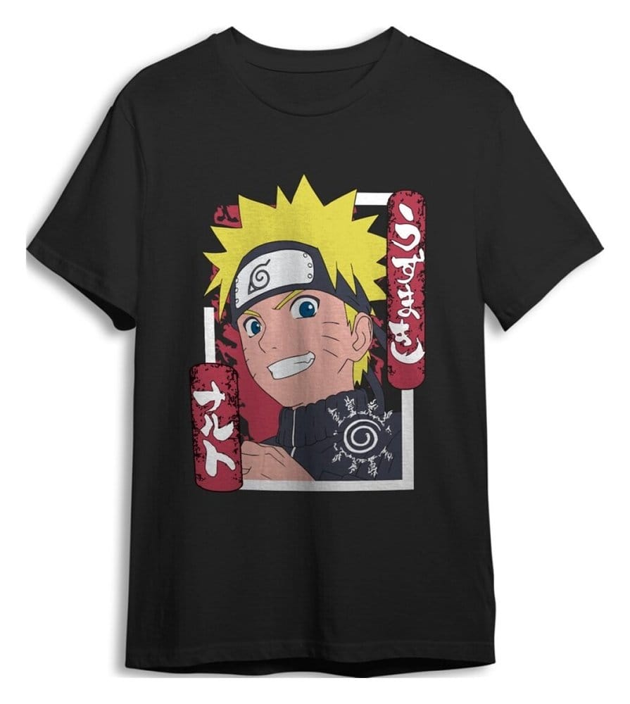 Naruto Shippuden T-Shirt Smile Black Size L