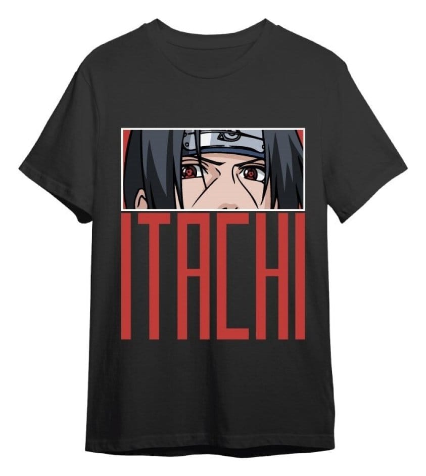 Naruto Shippuden T-Shirt Itachi Eyes Black Size L