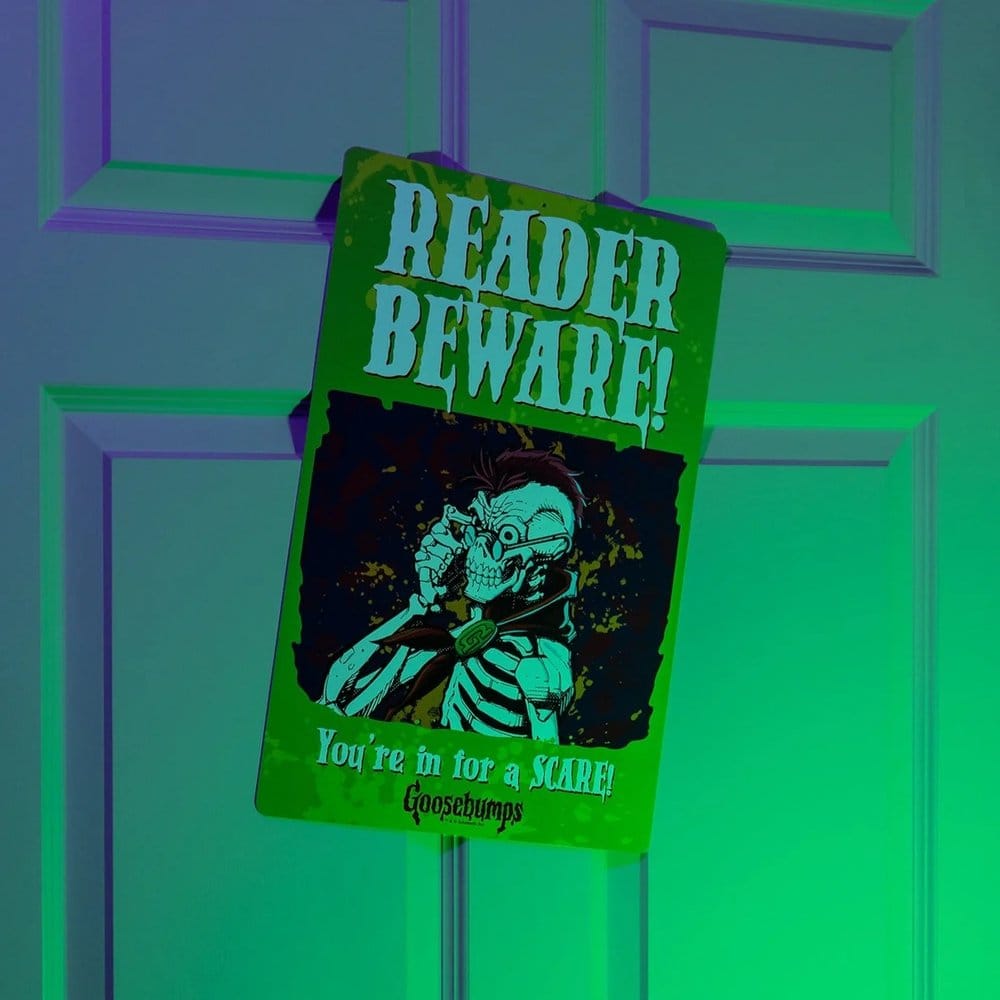 Goosebumps Metal Sign Reader Beware