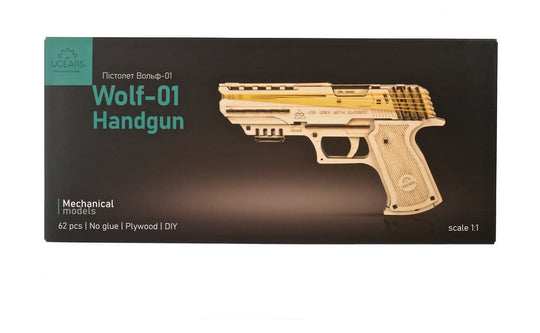 Ugears 3D Wooden Puzzle Wolf-01 Handgun