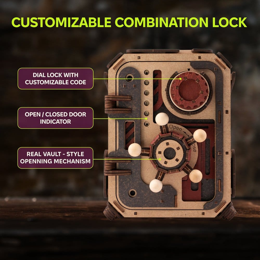 Ugears 3D Wooden Model Kit Safe Too 17 cm