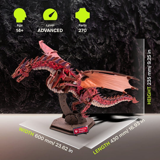 Ugears 3D Wooden Model Kit Firestorm Dragon 43 cm