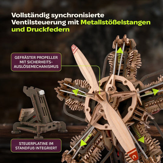 Ugears 3D Wooden Model Kit R-5 Aircraft Engine 25 cm