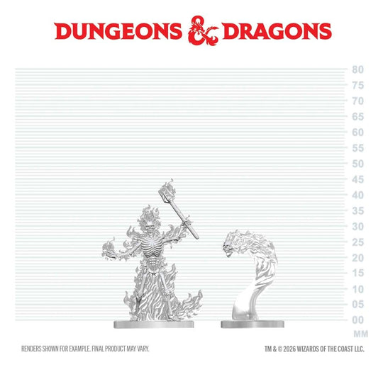 Dungeons & Dragons Nolzur's Marvelous Miniatures Unpainted Miniature Flaming Skeleton & Flameskull 14 cm