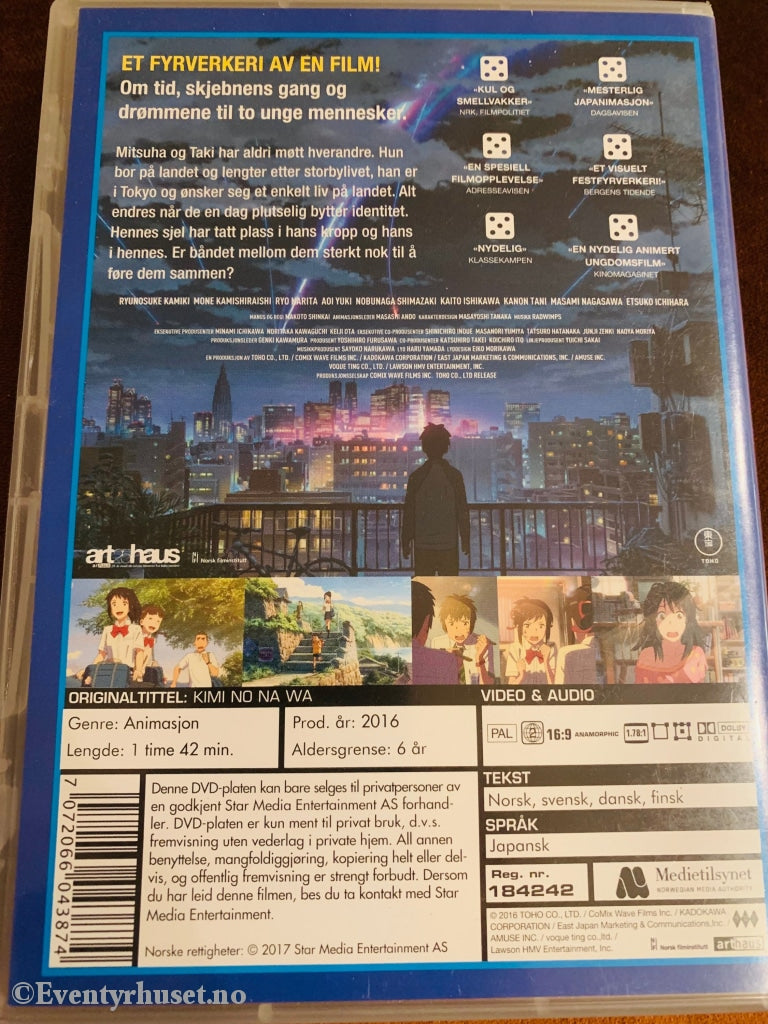 Your Name. 2016. Dvd. Dvd