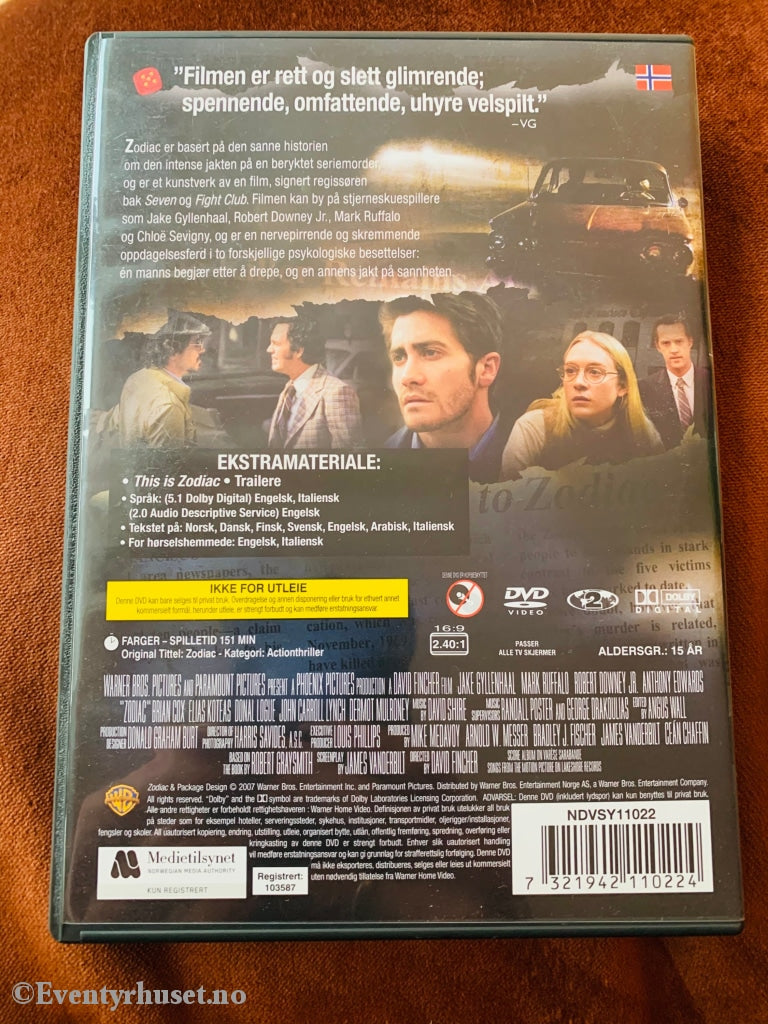 Zodiac. 2007. Dvd. Dvd