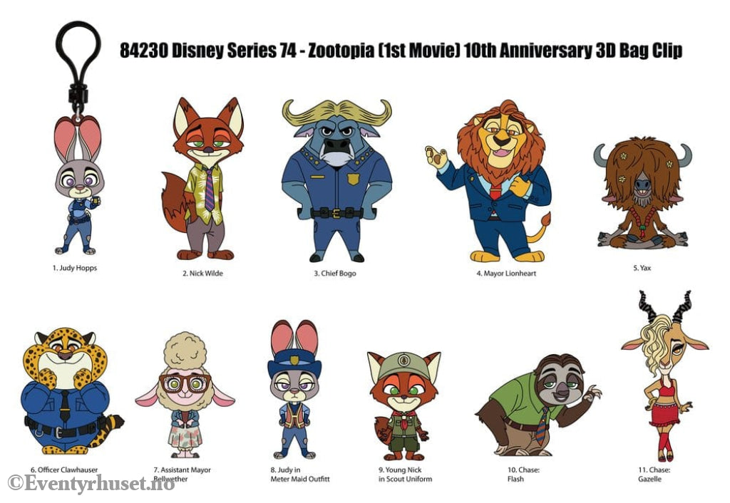 Zootopia 3D Foam Bag Clips Serie 73 Display (24) Fashion & Accessories