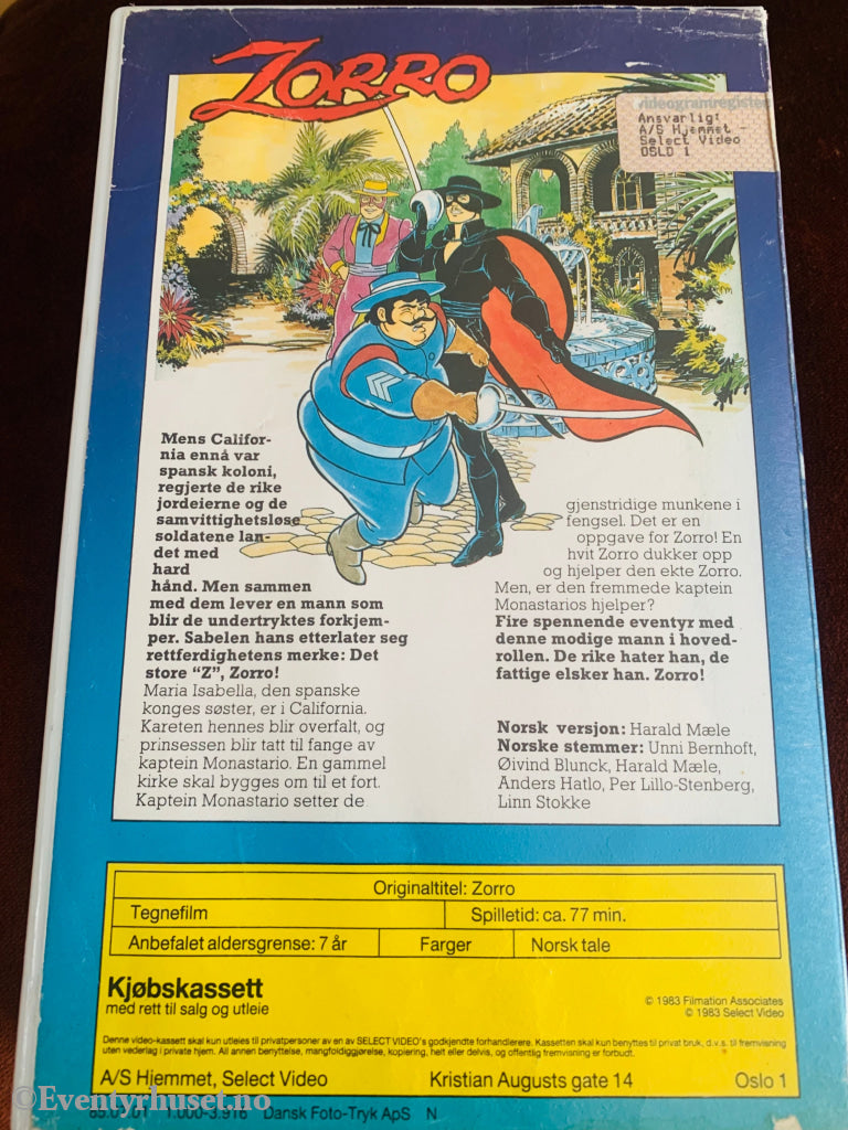 Zorro. 1983. Vhs Big Box. Box