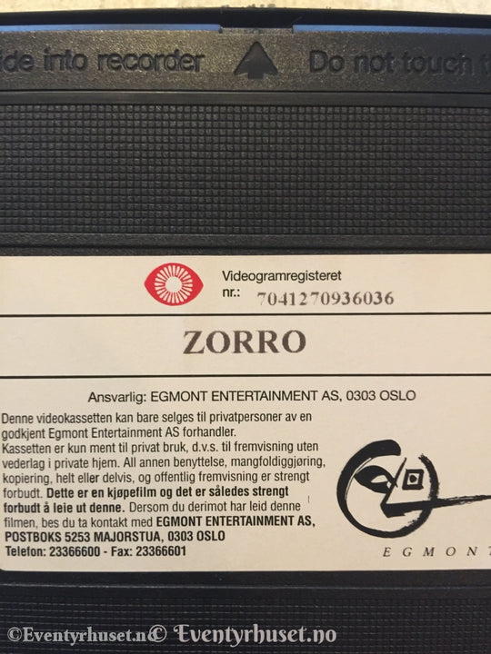 Zorro. 1998. Vhs. Vhs