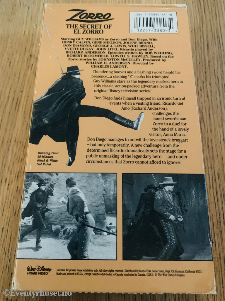 Zorro: The Secret of El Zorro Volume 1 1957 VHS.