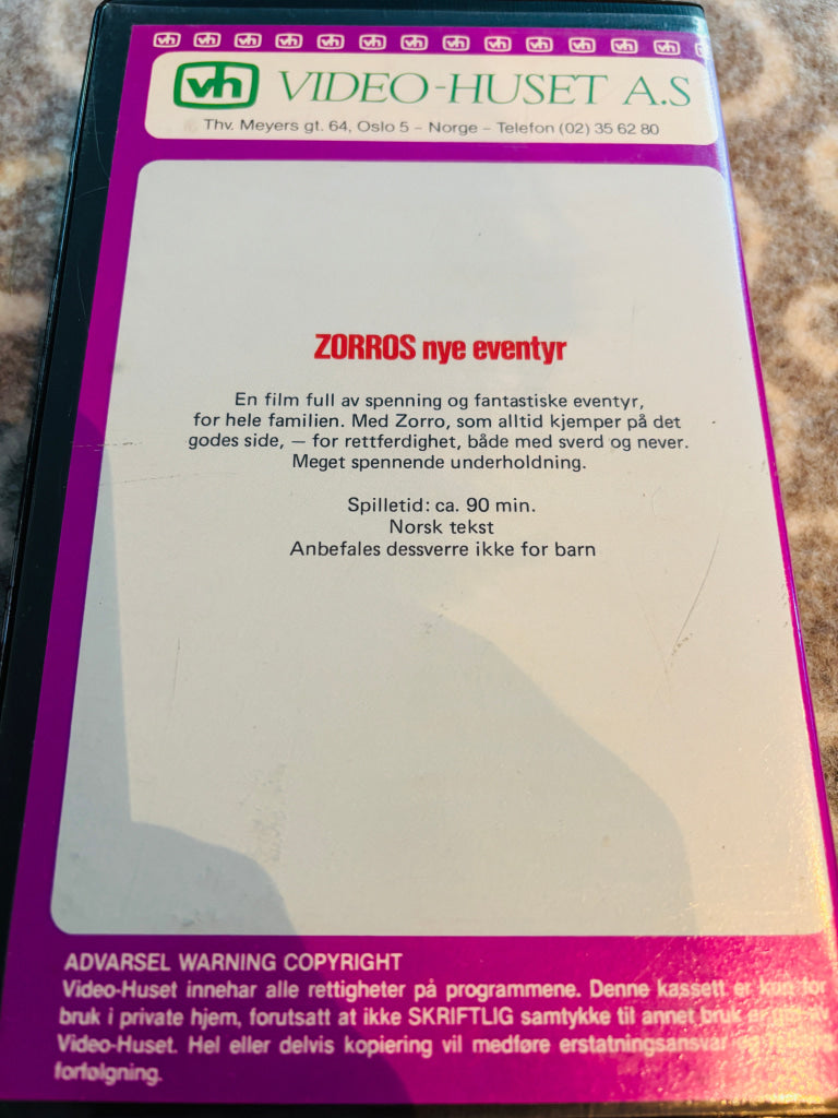 Zorros nye eventyr. Video 2000. V2000