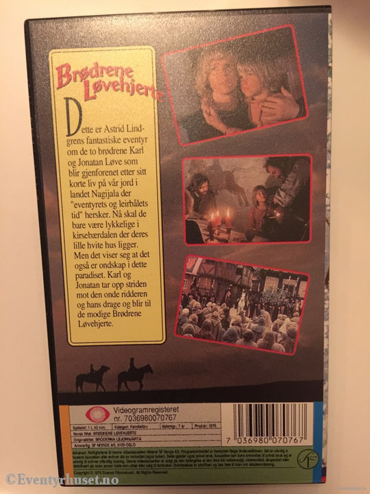 Astrid Lindgren. 1976. Brødrene Løvehjerte. Vhs. Vhs