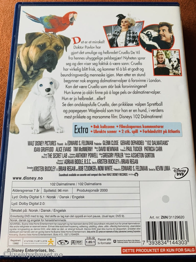 Disney Dvd. 102 Dalmatinere. 2000. Dvd