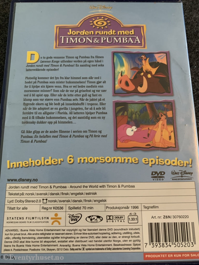 Disney Dvd. Jorden Rundt Med Timon & Pumba. 1996. Dvd