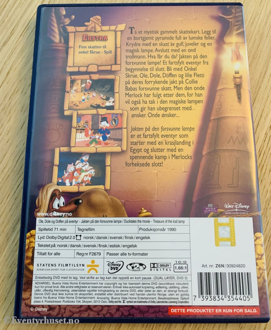 Disney Dvd. Ole Dole Og Doffen På Eventyr. Jakten Den Forsvunne Lampe. 1990. Dvd