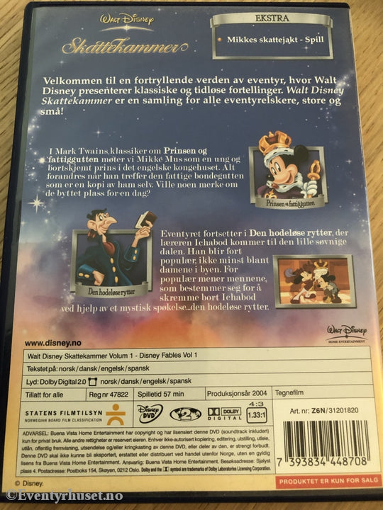 Disney Dvd. Skattekammer Vol. 1. 2004. Den Hodeløse Rytter / Prinsen Og Fattiggutten. Dvd