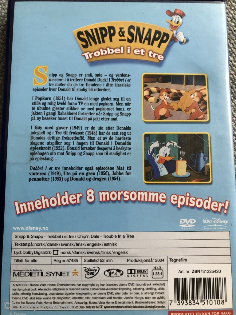 Disney Dvd. Snipp & Snapp. Trøbbel I Et Tre. 2004. Dvd