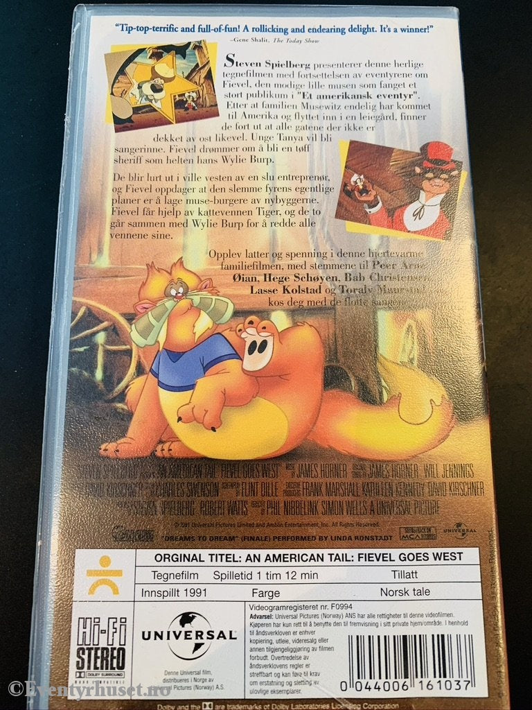 Et Amerikansk Eventyr - Fievel I Ville Vesten. 1991. Vhs. Vhs