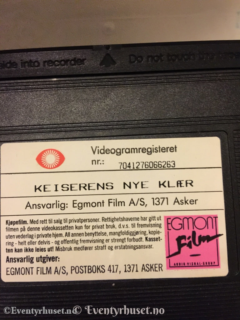 H. C. Andersen. 1990. Keiserens Nye Klær. Presentert Av Minken Fossheim. Vhs. Vhs