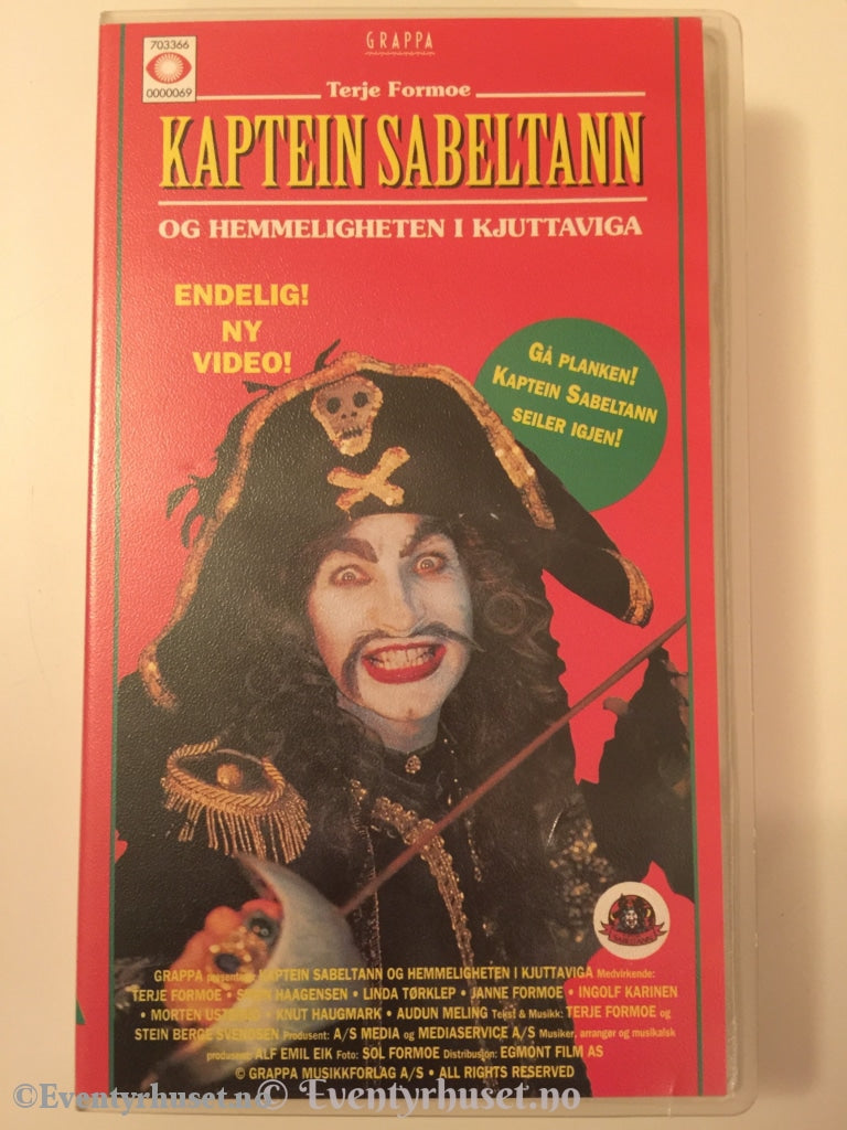 Terje Formoe. 1994. Kaptein Sabeltann Og Hemmeligheten I Kjuttaviga. Vhs. Vhs