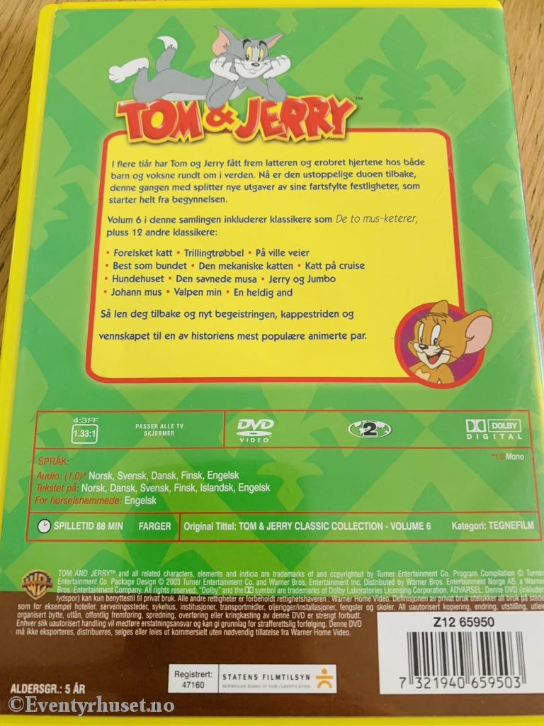 Tom & Jerry. Samlede Narrestreker. Vol. 6. 2003. Dvd. Dvd